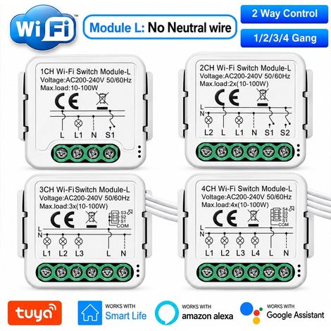 Tuya Modulo Interruttore Smart WiFi Senza Neutro Universale per Luci 1 (1/5)