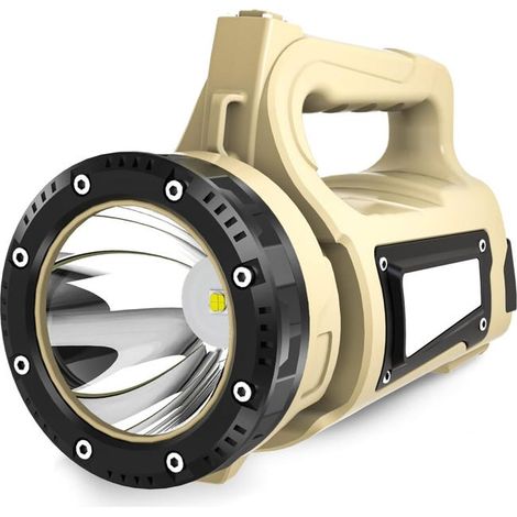 Lampe torche LED haute luminosité antidéflagrante, longue portée, modes multiples, étanche, beige. (1/5)