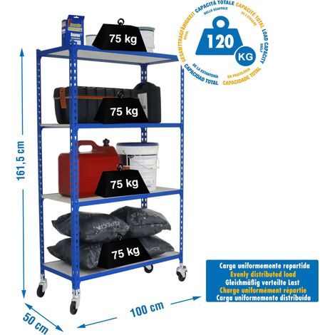 Simonrack Moderne Regale in Blau und Holz mit Rollen