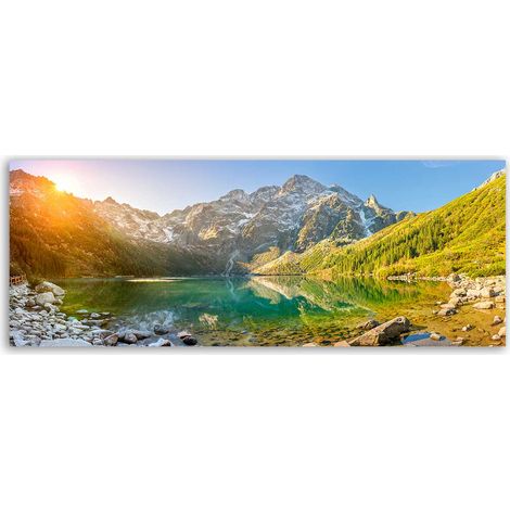 Tableau panoramique lac de montagne au lever du soleil (1/5)