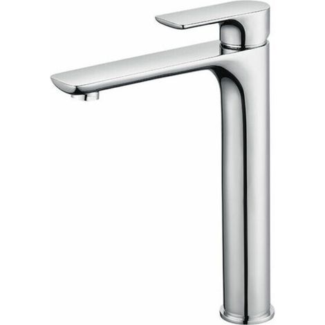 Mitigeur Lavabo Design à Bec Haut Grand Robinet Salle de Bain Chromé avec Mousseur Démontable Robinet de Lavabo en Laition Robinet haut salle bain - (1/4)