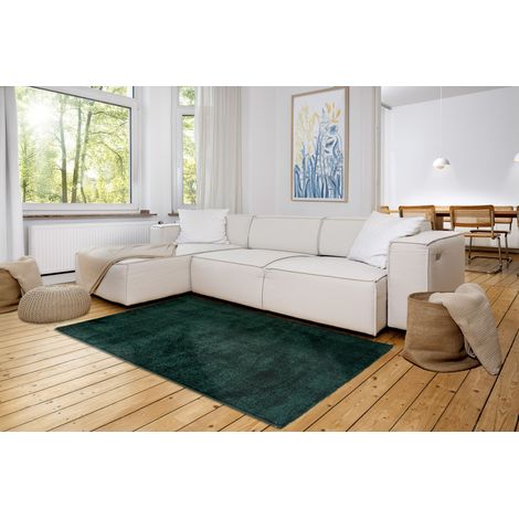 ASTRA Tapis «Sam» Uni Vert 133x190 cm très grand tapis à poils courts doux (1/4)