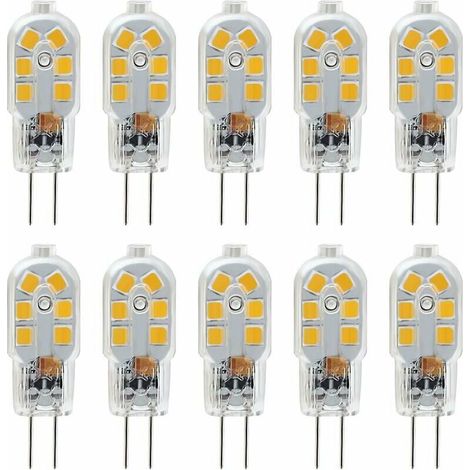 Lampadina LED G4 12V, equivalente a 2W, lampada alogena da 20W, senza sfarfallio, 200LM, bianco caldo 3000K, angolo del fascio luminoso di 360°, non dimmerabile, confezione da 10