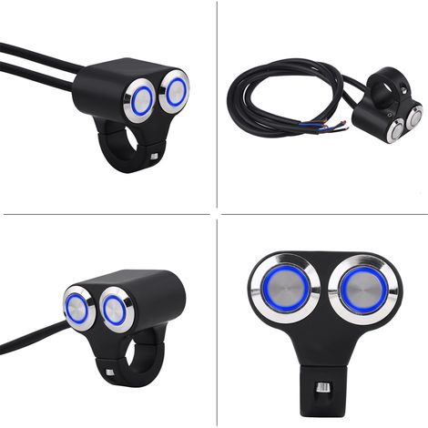 Ein-/Ausschalter für Motorradbeleuchtung, Scheinwerfer und Bremslichter, 22 mm (7/8 Zoll), Typ-C-Schalter mit Kontrollleuchte (1/5)
