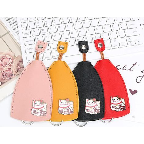4 Pices (couleur De L'image) Porte-cls En Cuir Pu Chat Porte-bonheur, Porte-cls De Voiture En Cuir, Porte-cls De Voiture De Type Traction, Porte-c (1/5)