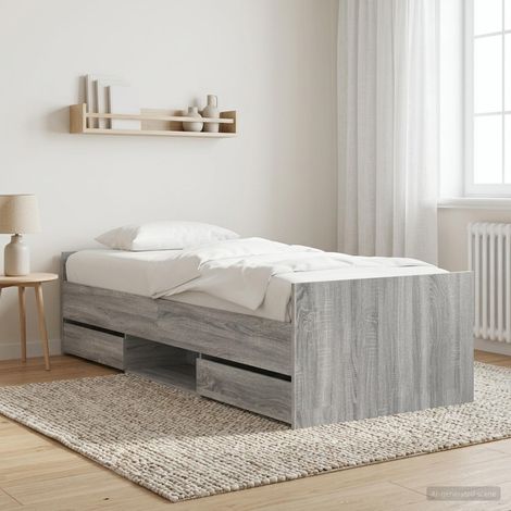 vidaXL Bed Frame with Drawer with Storage Grey Sonoma Engineered Wood (1/5)
