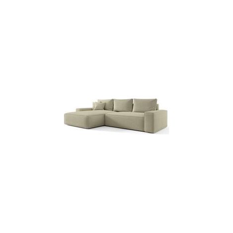 Canapé d’angle tissu bouclé convertible avec coffre NINA angle gauche-Beige foncé-angle gauche (1/4)