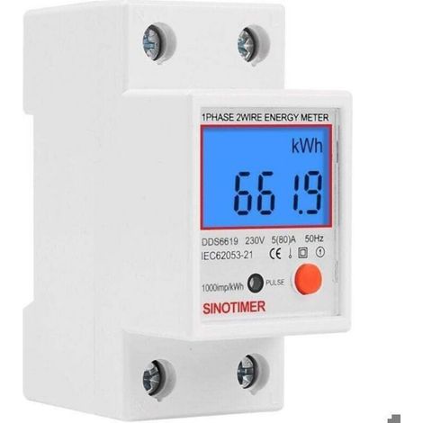 Sous compteur électrique monophasé, certifié MID, 45A max modulaire, Simple tarif, Affichage LCD. (1/4)