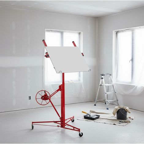 Élévateur pour plaques de plâtre 124x137x140 cm en acier rouge, 68 kg, pour plafonds – MEUBLIV (1/5)