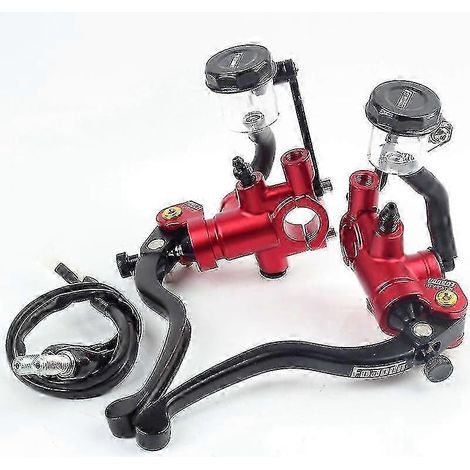Maître-cylindre de frein et d'embrayage hydraulique à levier CNC pour moto de course, compatible avec Yamaha, Kawasaki et Suzuki (rouge)