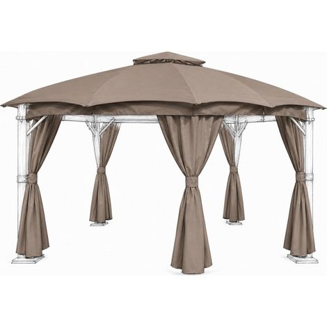 Bundle Rio 3x3.65m Canopy and Curtains Set - Mocha