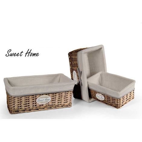 MAURY'S SET 3 CESTE LEGNO/BEIGE CON SCRITTA SWEET HOME CON COPERCHIO (1/2)