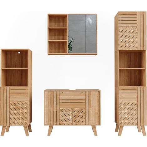 Conjunto de muebles de baño Lucie, Bambú, 4 partes, Vicco (1/5)
