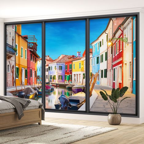 Papier peint panoramique Trompe l'oeil baie vitrée - Venise - 260 cm x 156 cm (1/5)