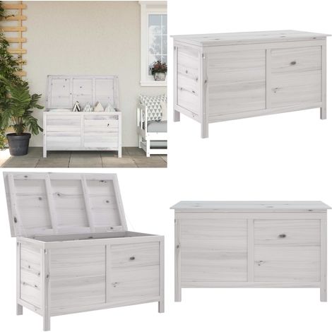 Gartentruhe Weiß 99x49,5x58,5 cm Massivholz Tanne - Holz Gartenbox - Tannenzapfen Box - Gartenaufbewahrung - Gartenmöbel - Gartenorganisation - Home & Living