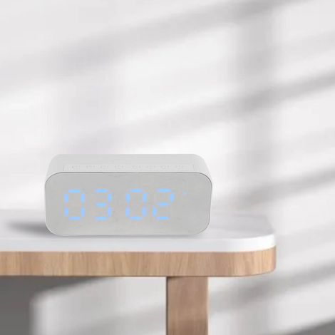 Enceinte Bluetooth sans fil blanche, mini-réveil, petite enceinte portable, volume élevé, pour une utilisation à domicile. (1/5)