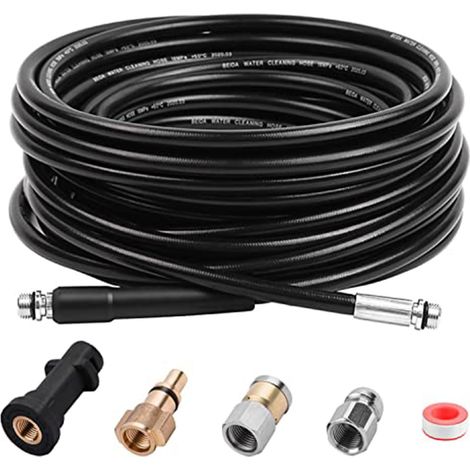 Kit de nettoyage de tuyau de vidange pour nettoyeur haute pression 15 M pour nettoyeur haute pression Karcher série K2-K7 et LAVOR, avec buse à jet et buse à jet rotative,180 bars et 2700 PSI