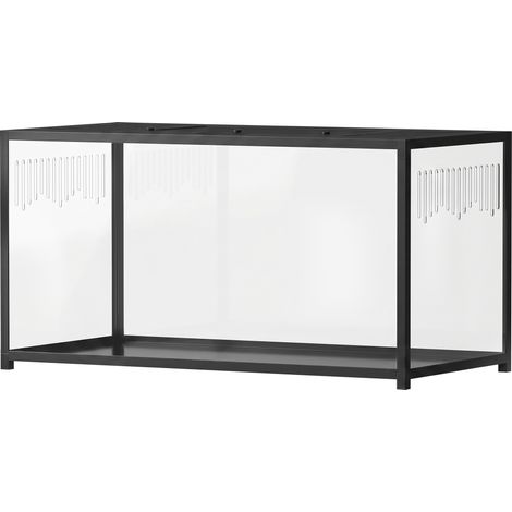 Cage Rongeur Métal Robuste Vue 360° Panoramique Habitat Profond Anti-Fuite 100x50x52,5 cm Noir pour Hamster (1/5)
