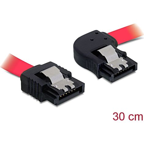 Delock cable sata 30cm right/straight metal red