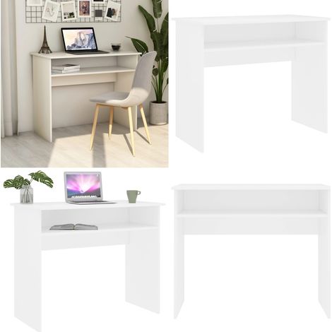 Bureau Blanc 90x50x74 cm Bois d'ingénierie - Bureau Blanc - Bureau Informatique - Bureau Design - Meuble De Bureau - Bureau Compact - Home & Living (1/5)