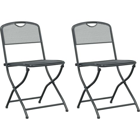 Garden Chairs Folding 2 pcs Anthracite 52.5 x 46 x 82 cm Iron vidaXL