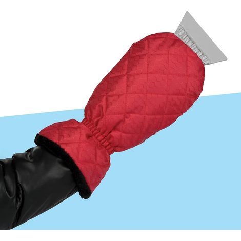 Gant grattoir à glace et à neige pour pare-brise, doublé de polaire de qualité et imperméable, pour voiture, 1 paquet (rouge) (1/5)