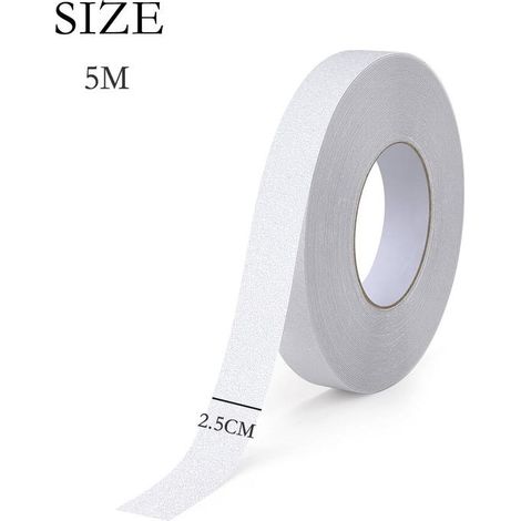 royaluxe - Ruban antidérapant, ruban adhésif imperméable pour escaliers (transparent, motif gravier, 2,5 cm x 5 m), lot de 2 (1/5)