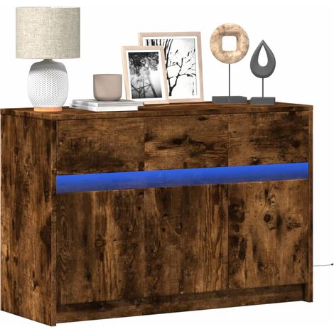 TV-Schrank mit LED-Beleuchtung Räuchereiche 91x34x61 cm