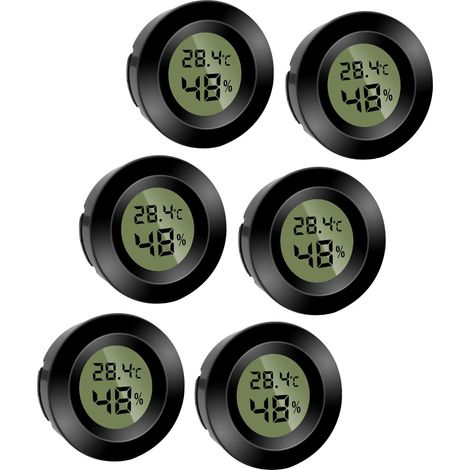 Mini hygromètre thermomètre numérique rond, appareil de mesure de température et d'humidité, hygromètre Celsius(℃) ou Fahrenheit(℉) pour intérieur bureau salon (lot de 6) (1/5)