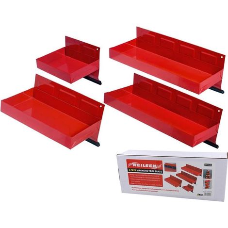 Neilsen 4pc Workshop Magnetic Tool Holder Shelves Parts Storage Tray Rack Set
