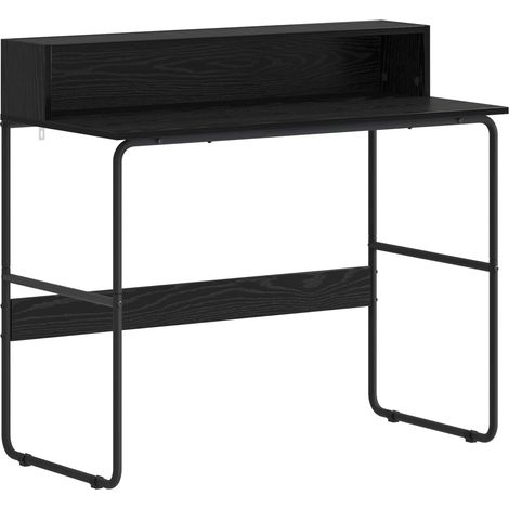 vidaXL Escritorio con almacenamiento Roble Negro 100 x 50 x 91 cm (1/2)