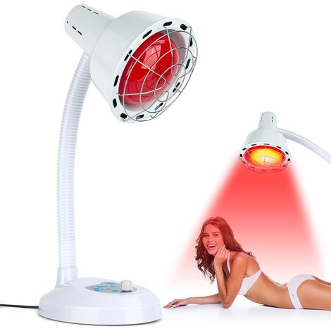 Lampe infrarouge 275 W, lumière rouge, lampe de physiothérapie, lampe chauffante avec grille de protection, rotation réglable à 360°, pour la maison, pour soulager les tensions musculaires (1/3)