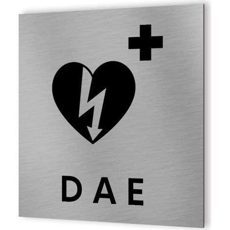 Pictogramme format 20 cm x 20 cm en Dibond Aluminium brossé - Modèle DAE Défibrilateur (1/5)