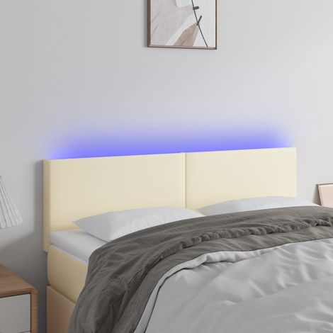 Tête de lit à LED - Design industriel - Pour Lit adulte - Crème 144x5x78/88 cm Similicuir Chic-365492 (1/5)