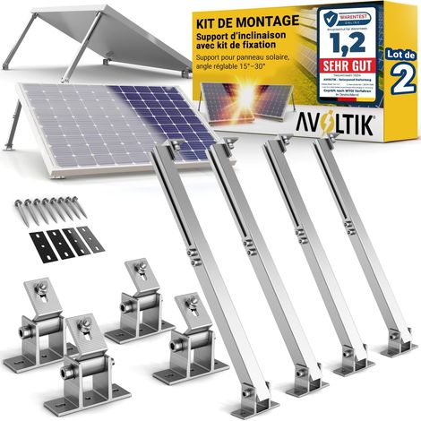 Avoltik Aluminium Solar Panel Bracket I Adjustable 15° to 30° for Roof, Balcony and Floor I Set of 2