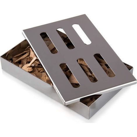 Fumoir barbecue - boîte à fumée en acier inoxydable 13 x 20,5 x 3,5 cm avec fentes de ventilation - convient parfaitement pour les barbecue gaz et charbon - fumoir maison - fumoir portable (1/5)