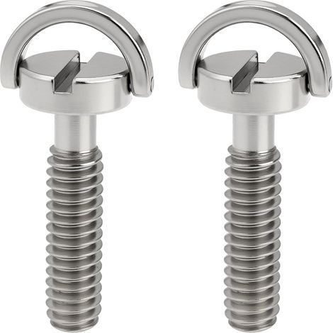 Lot de 2 vis de fixation pour trépied 1/4 20 UNC en acier inoxydable avec anneau en D compatible 30 x 16,5 mm (1/5)
