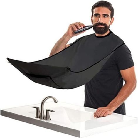 Tablier noir pour rasage et coiffure, cape de barbier noire. Récupère le (1/5)