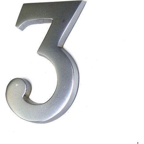 Numero 3 EDM con fissaggio invisibile in nichel opaco da 10 cm