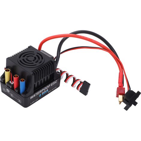 Esc Sans Balai 60 A - Pour Voiture Télécommandée 1/10 - Étanche - Connecteur T - 6 V / 5 A Sbec - 1 Pièce (1/5)