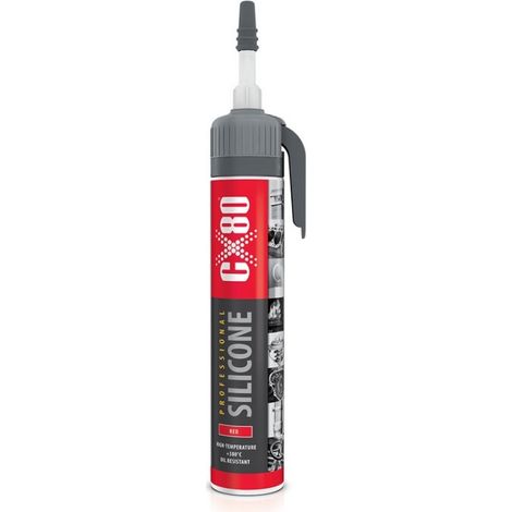 Ölbeständiger Silikondichtstoff CX-80 Professional, rot, langlebig, UV-beständig, -65 °C bis +260 °C, 210 g