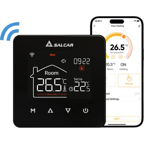 WiFi Thermostat Heizung Smart Für Elektrische Fussbodenheizung Programmierbarer Tuya Raumthermostat Fußbodenheizung Temperaturregler 230v Mit Digital LCD V4W.716 16A (1/5)
