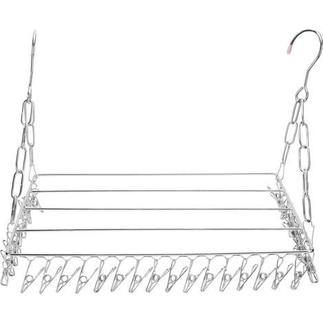 Etendoir Chaussette, Cintre de séchage en Acier Inoxydable avec 36 Clips à L’épreuve du Vent Étendoir à Linge à Suspendre pour Chaussettes, sous-vêtements, Vêtements,Serviettes (36 Clip) (1/5)