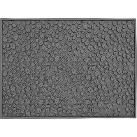 Tapis de bar anti-dérapant design grains de café, dessous de verre PVC pour comptoir avec drainage d'eau, gris (1/5)
