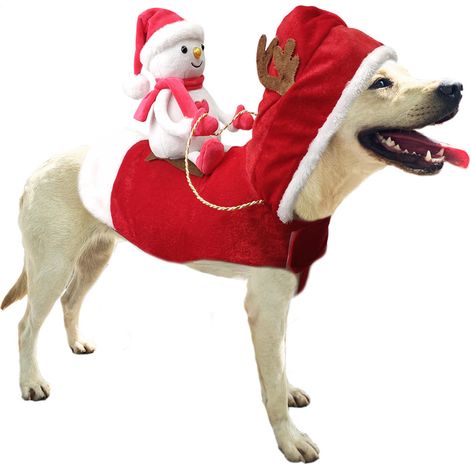 Weihnachtskostüme für Hunde, Weihnachtskostüm für Katzen mit Weihnachtsmann im roten Mantel für Katzen und Hunde, verstellbarer Brustumfang 56 (1/5)
