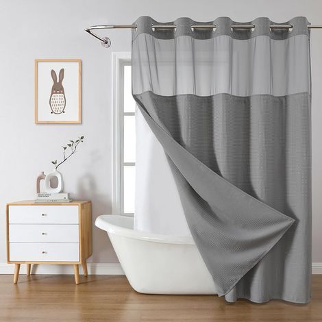 Tenda da doccia, tessuto impermeabile, bagno, grigio, 54 x 80 pollici (1/4)
