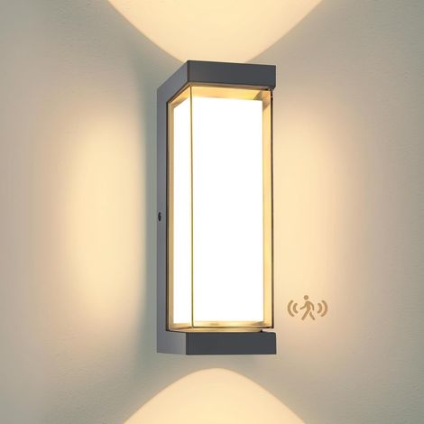 24W Lampe d'extérieur avec détecteur de Mouvement Anthracite, IP65 3000LM Applique Murale Intérieur/Extérieur, 3000K LED Lampe d'extérieur Moderne, Applique Murale en Aluminium pour Entrée (1/5)