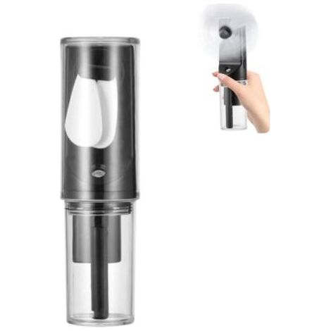Ventilateur brumisateur portable (noir) à 4 vitesses, mini ventilateur rechargeable à main, petit ventilateur à vitesses réglables pour les voyages, la maison, le bureau, le camping et les activités d (1/5)