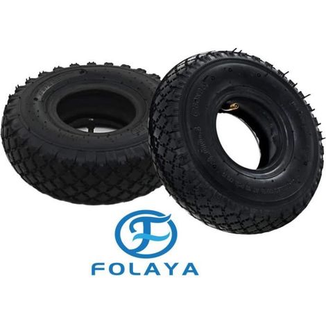 Pneus et chambres à air - FOLAYA - 3.00-4 - Caoutchouc résistant - Compatible chariots et diables (1/2)