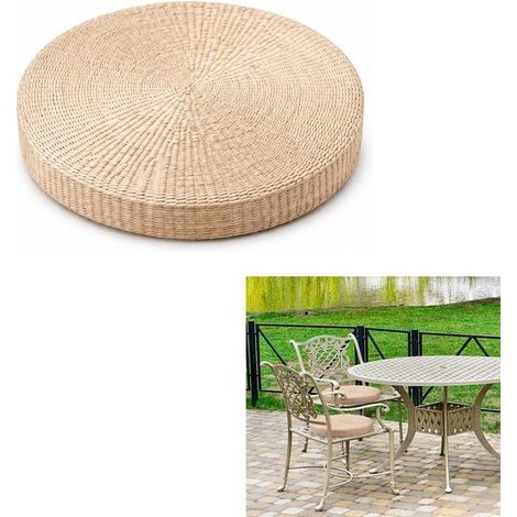 Tatami rond, 30 cm d'épaisseur - Paille tissée à la main - Léger et respirant - Naturel (1/5)